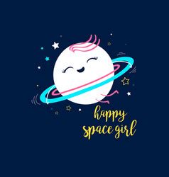 Space With Heart Print Design With Slogan Vector Image