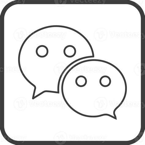 Chat Icon In Thin Line Black Square Frames Png