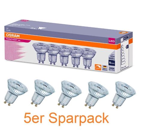 5er Pack Osram Gu10 Parathom Par16 36° Winkel 4 5w 3000k Dimmbarer Led