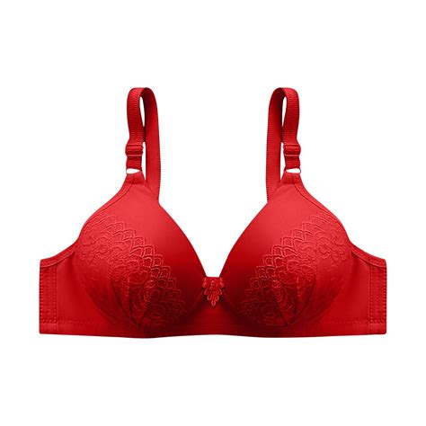 Mallwal Comfort Bras For Women Full Coverage Bra Feature V Neck Balconette Bra Style W 1313 Red