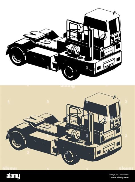 Stylized Vector Illustrations Of A Terminal Tractor Stock Vector Image