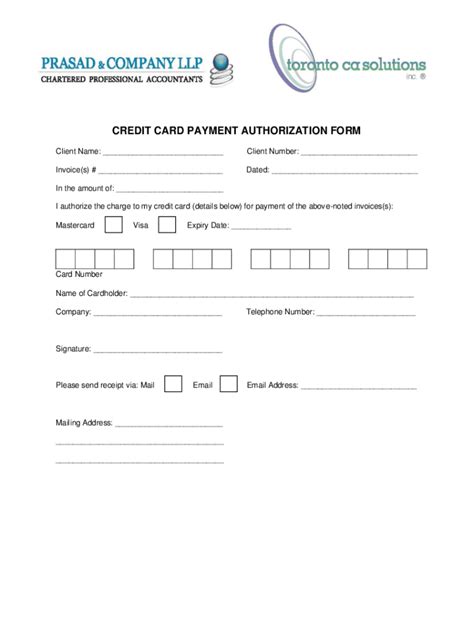 Fillable Online Free Credit Card Ach Authorization Forms Pdf