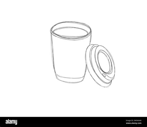 Line Art Illustration Freehand Coffee To Go Doodle Take Away Coffee