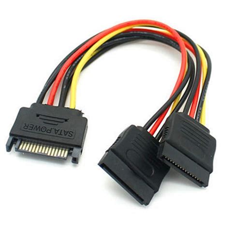 Sata Pin Power Male To Dual Female Y Splitter Adapter Connector