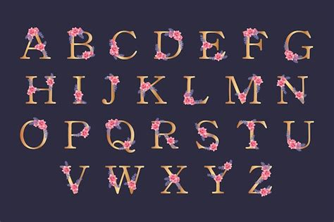 Lettres De L Alphabet Avec De Jolies Fleurs Roses Pour Le Mariage Vecteur Gratuite