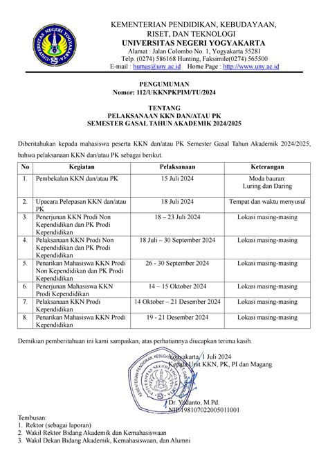 PELAKSANAAN KKN DAN ATAU PK SEMESTER GASAL TAHUN AKADEMIK 2024 2025