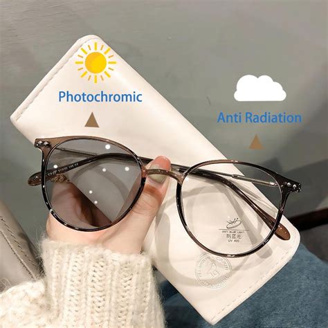 Photochromic Anti Radiation Glasses Metal Frame Computer Glasses Anti