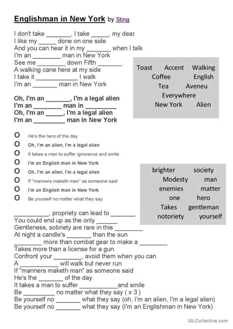 Listening EnglishMan in New YOurk so Deutsch DAF Arbeitsblätter pdf doc