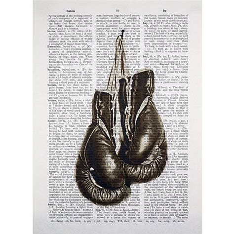 Boxing Gloves Print on a Vintage Dictionary Page | Etsy | Boxing gloves ...