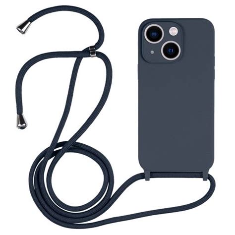 Funda De Silicona L Quida Para Iphone Crossbody Lanyard Azul