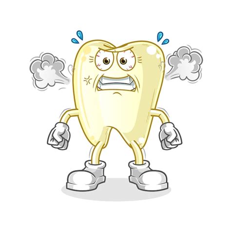 Premium Vector Tooth Very Angry Mascot Cartoon