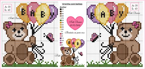 Ursinha Bal Es Ponto Cruz Urso Ponto Cruz Ponto Cruz Infantil