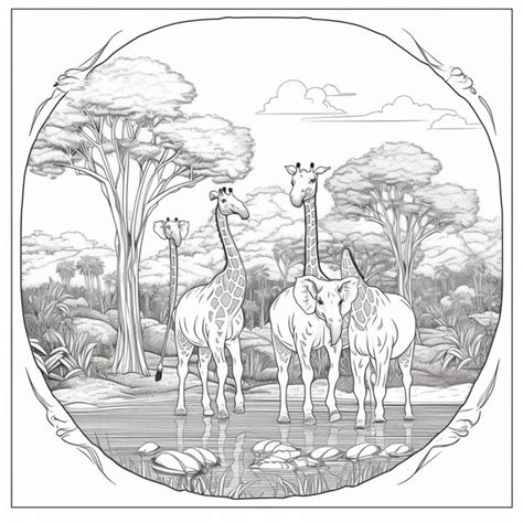 Coloriages De Girafes Dans La Nature Pages Colorier Pour Les Enfants