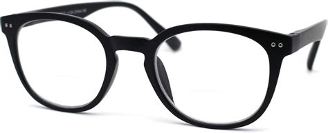 Sa106 Unisex Round Keyhole Plastic Rim Bi Focal Reading Glasses 10 Matte Black