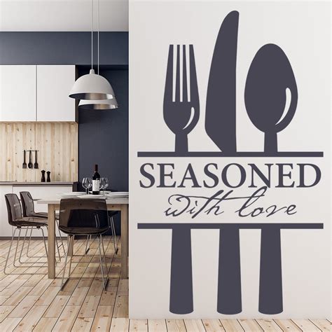 Seasoned With Love Wall Sticker Kitchen Quote Wall Decal Food Drink