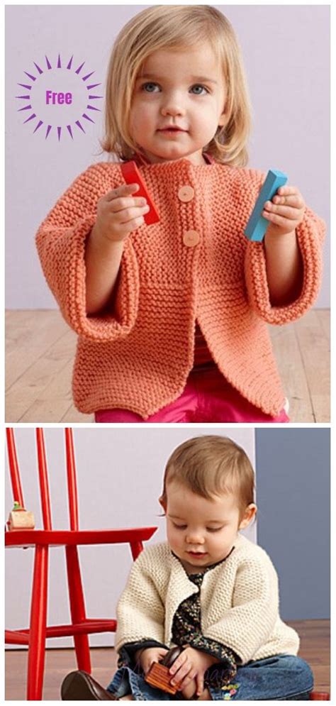 Easy Garter Stitch Sideways Baby Cardigan Free Knitting Patterns