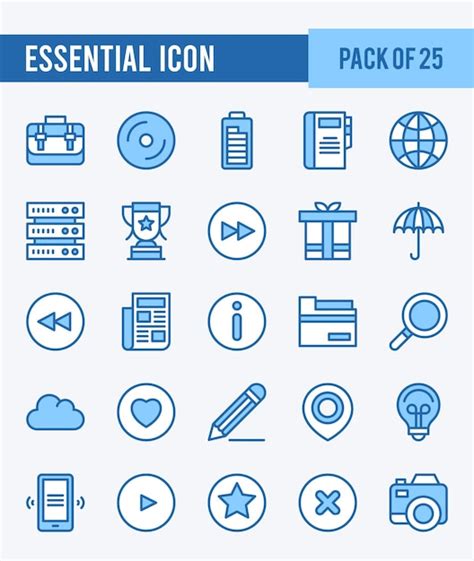 25 Essential Lineal Color Icon Pack Vektorillustration Premium Vektor