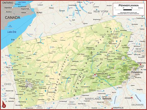 Amazon X Giant Pennsylvania State Wall Map Poster With