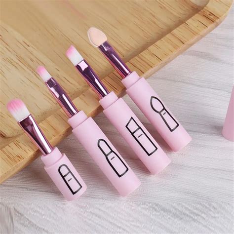 4pcs Connectable Type Mini Makeup Brushes Eyeshadow Eyebrow Lip Cosmetic Tools Make Up Brushes