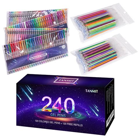 Tanmit 240 Color Gel Pens Set for Adult Coloring Books