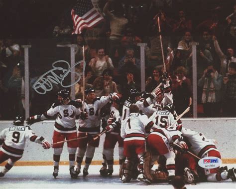 Al Michaels Signed Team USA Miracle On Ice 8x10 Photo PSA COA