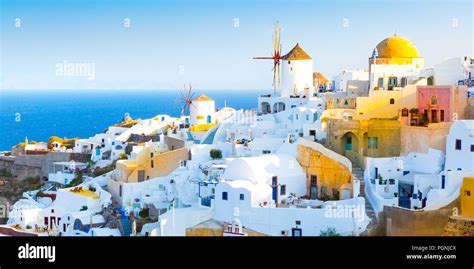 View Of Oia The Most Beautiful Village Of Santorini Island In Greece