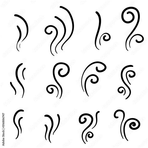 Hand Drawn Aroma Smell Icon Set Of Smoke Vector Icon Smoke Steam