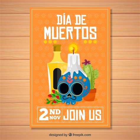 Póster del dá de muertos con elementos clásicos Vector Gratis