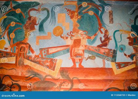 Pinturas Murales De Bonampak Que Describen Nobleza Imagen De Archivo