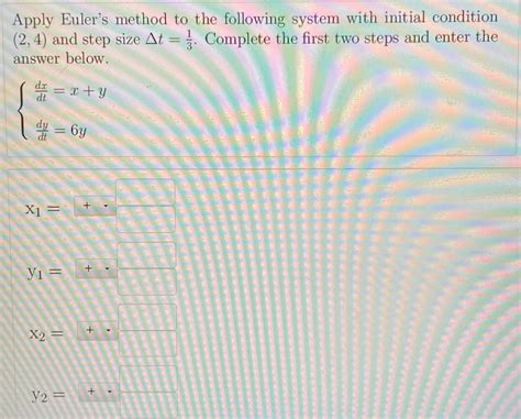 Solved Apply Euler S Method To The Following System With Initial