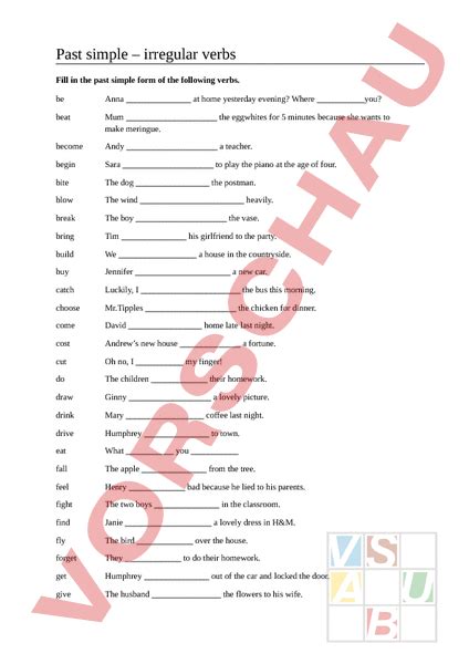 Arbeitsblatt Past Simple Gap Fill Englisch Grammatik