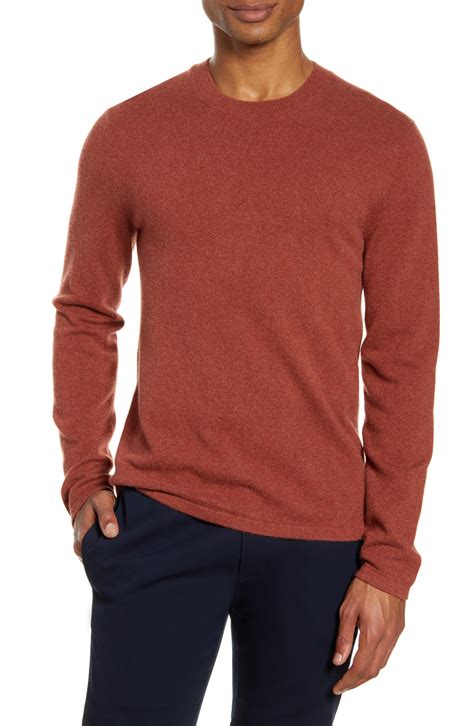 Vince Cashmere Crewneck Sweater In Heather Rust Red For Men Lyst