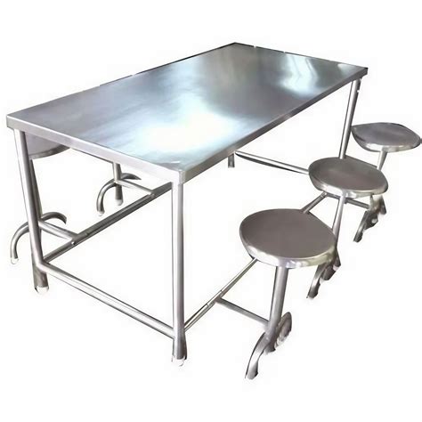 Stainless Steel Silver Ss Cafeteria Chairs And Tables Size X Feet