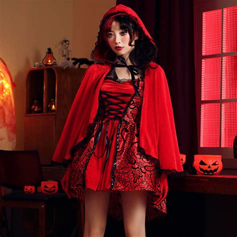 Halloween Little Red Riding Hood Costume Adult Cosplay Costume Gothic ...