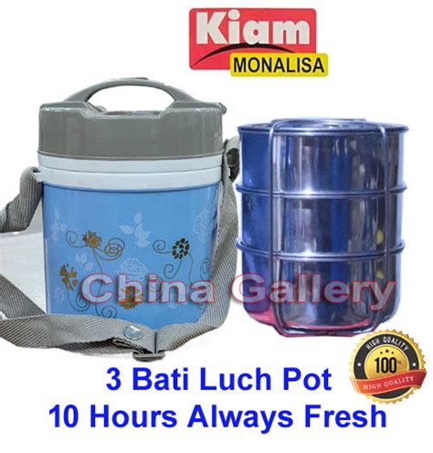 Kiam Monalisa Bati Steel Hot Tiffin Carrier Lunch Pot Box Tiffin Box For Office Maximum