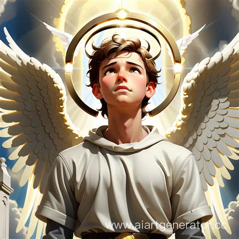 Graceful Descent Serene 20YearOld Angel Outside Heavens Gates | AI Art ...