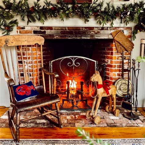 Cozy Christmas Fireplace Decor for Colonial Home | Dabbling & Decorating