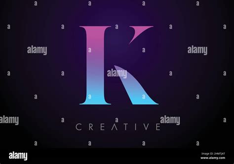 Purple Blue Neon K Letter Logo Design Concept with Minimalist Style and ...