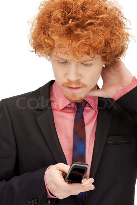 Picture Of Handsome Man With Cell Phone Stock Image Colourbox