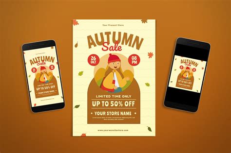 秋季促销购物传单设计模板 Autumn Sale Flyer 设计小咖