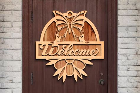 Butterfly Welcome Sign Laser Cut Svg Graphic By Cutting Edge