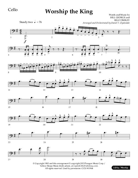 Worship The King Choral Anthem SATB Cello Sheet Music PDF Lifeway