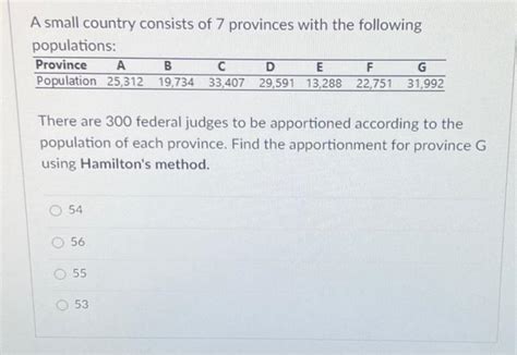 Solved A Small Country Consists Of Provinces With The Chegg