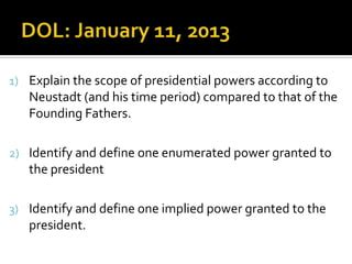 Executive Power Neustadt And Early Presidents Ppt