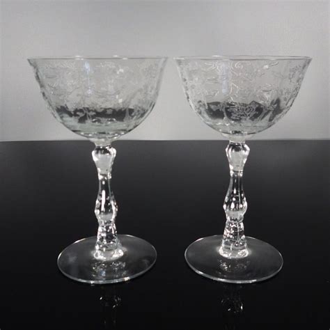 Fostoria Navarre Champagne Glasses Pair Crystal Glassware