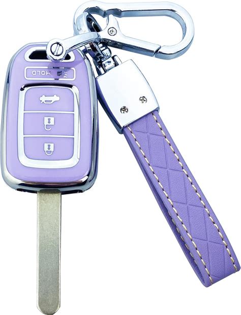 For Honda Civic Key Fob Cover And Leather Keychain Full Cover Key Case For Honda