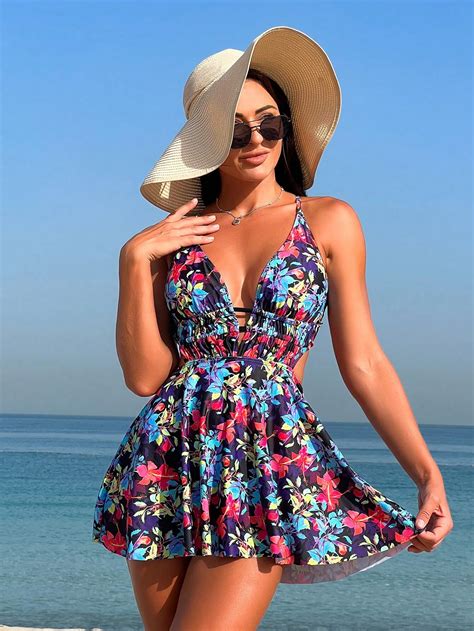 Floral Print Criss Cross Bikini Swimsuit Shein Usa