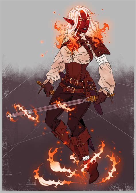 Oc Valeria Fire Genasi Dual Wielding Horizon Walker Ranger