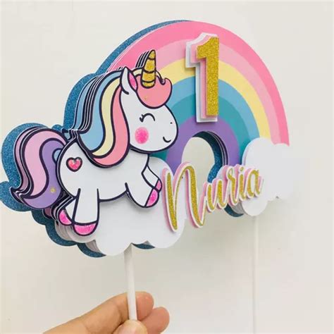 Cake Toppers Deco Torta 3d Unicornio Arcoíris Ohhappypina MercadoLibre