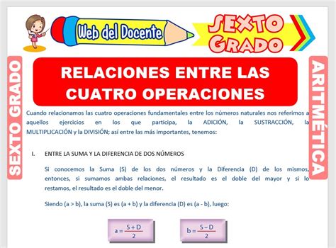 Relaciones Entre Las Cuatro Operaciones Para Sexto Grado De Primaria